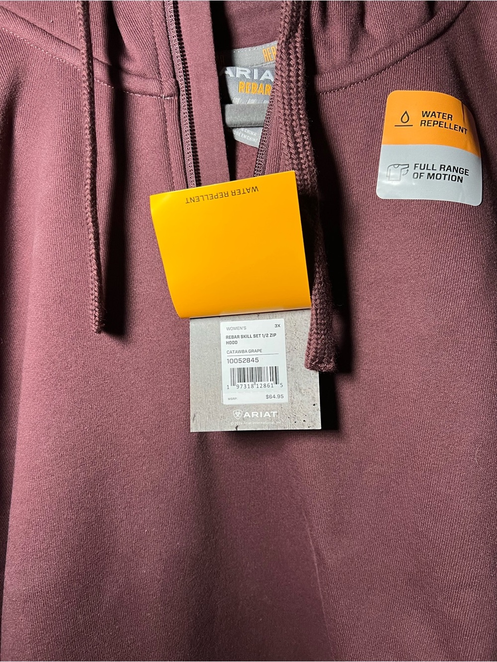Ariat Rebar 1/4 zip Hoodie in Burgundy 3x NWT - Picture 2 of 5